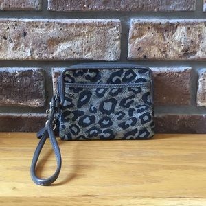 Coach Silver and Black Cheetah Wristlet